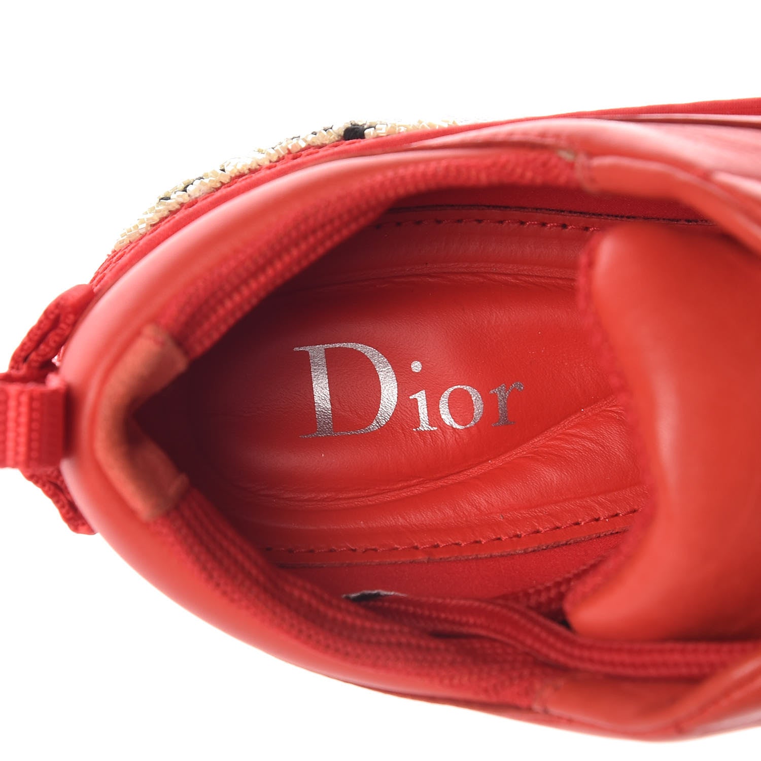 Christian Dior Calfskin Technical Canvas Embroidered Dior Fusion Sneakers 35 Rouge 7 of 10