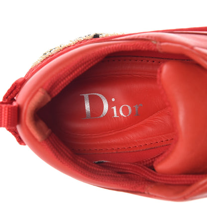 Christian Dior Calfskin Technical Canvas Embroidered Dior Fusion Sneakers 35 Rouge 7 of 10