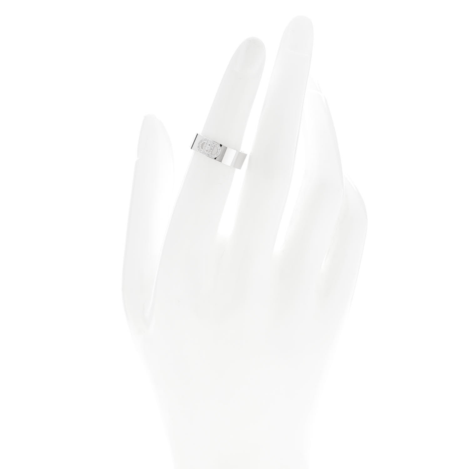 Hermes 18K White Gold Diamond PM H D'Ancre Ring 50 5.25 2 of 5