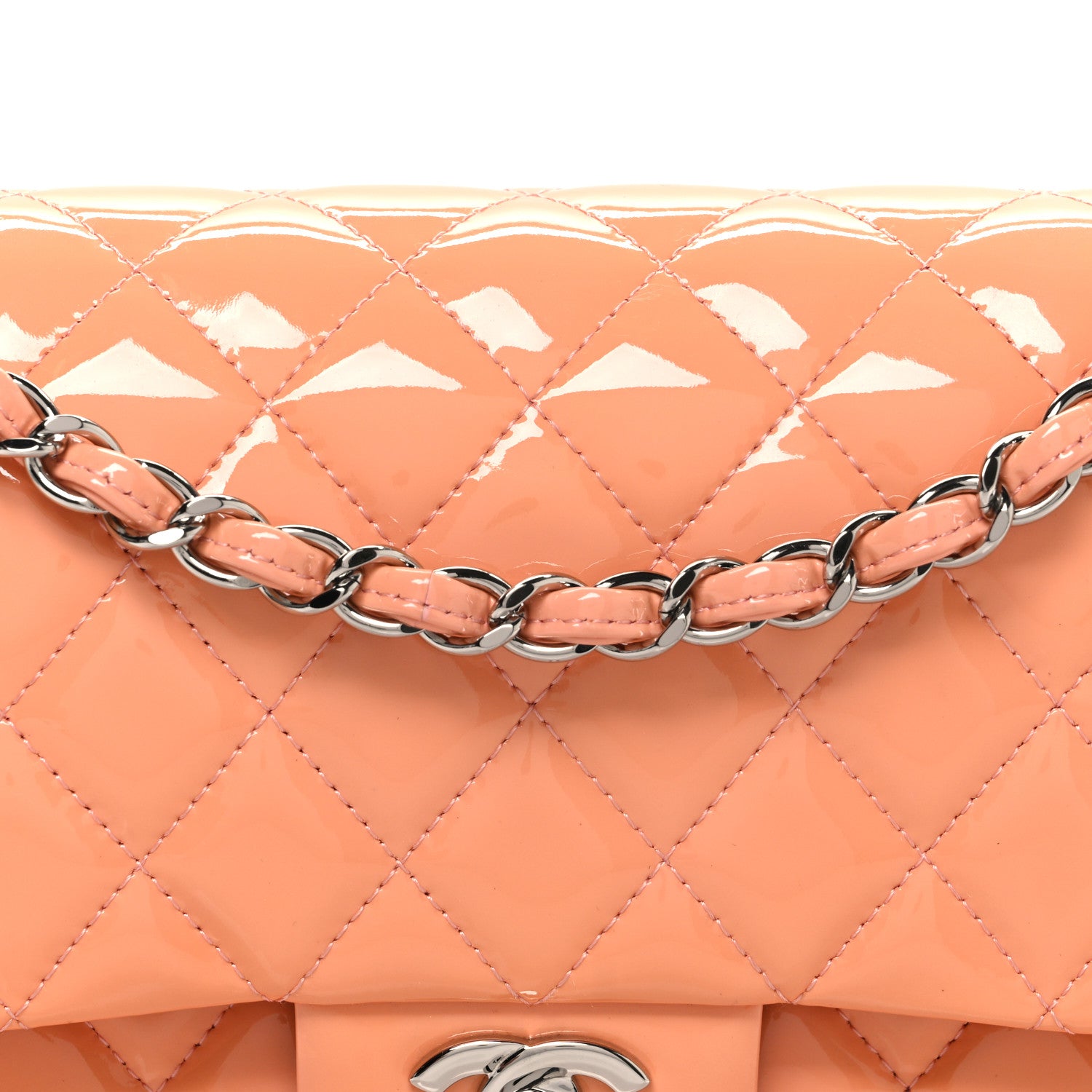 Chanel Patent Quilted Medium Double Flap Light Pink 8 of 10