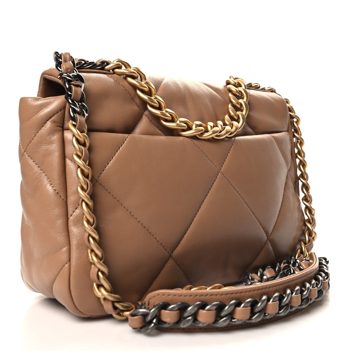 Lambskin Quilted Medium Chanel 19 Flap Brown