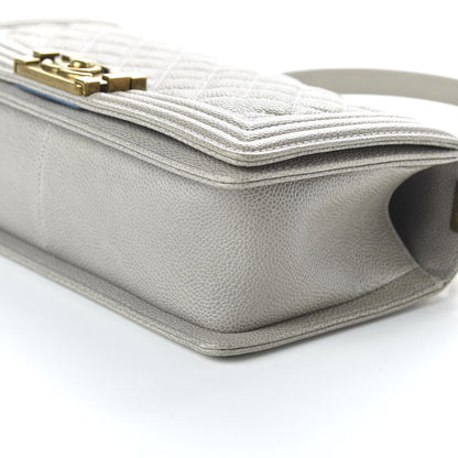 Chanel Caviar Quilted Medium Boy Flap Light Grey 7 of 11