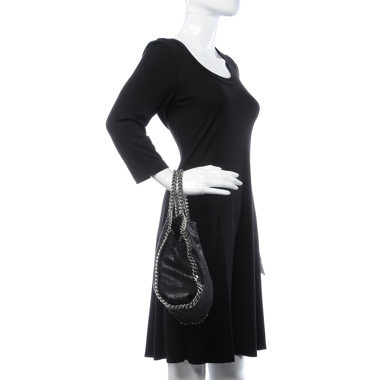 Shaggy Deer Mini Falabella Fold Over Tote Black