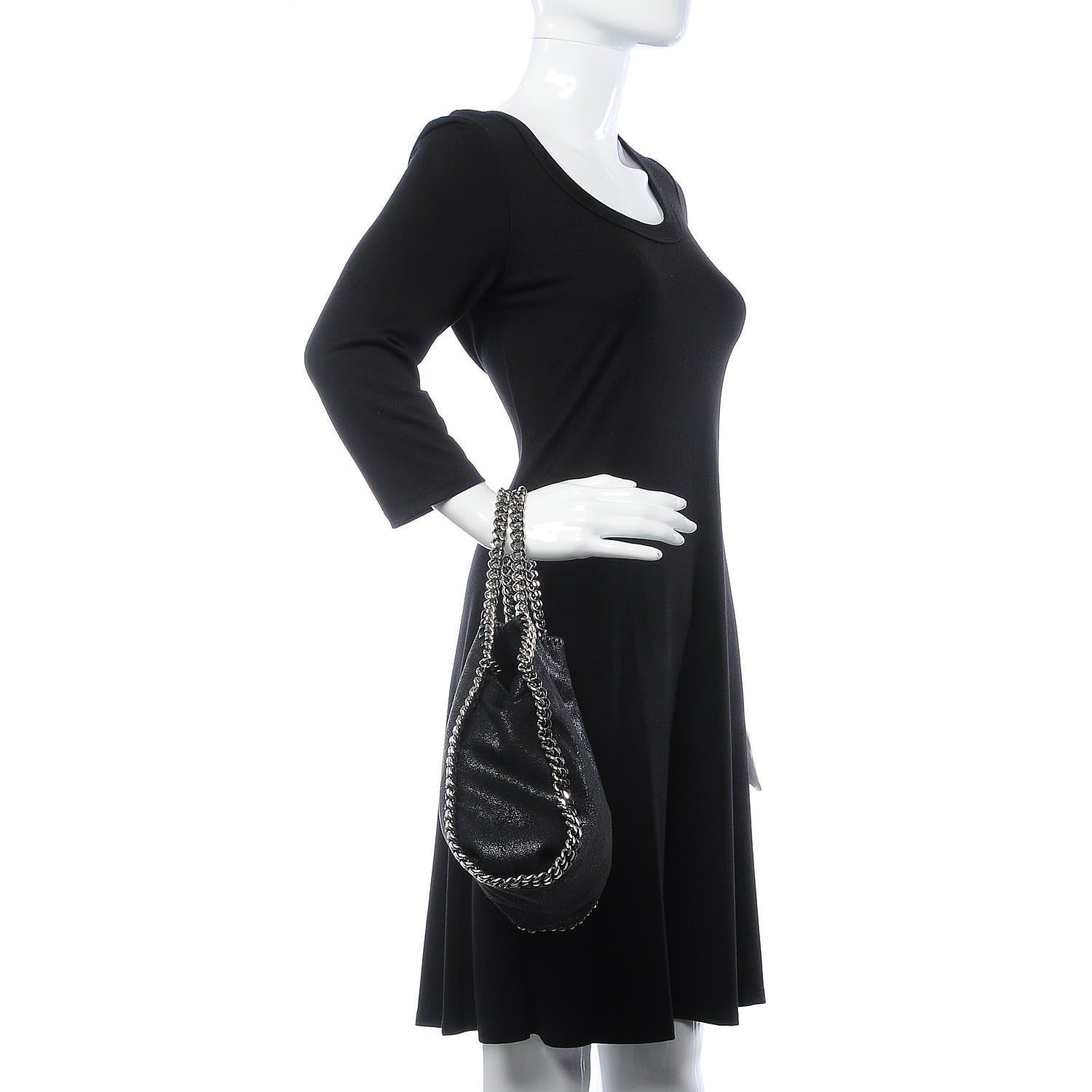 Stella McCartney Shaggy Deer Mini Falabella Fold Over Tote Black 3 of 8