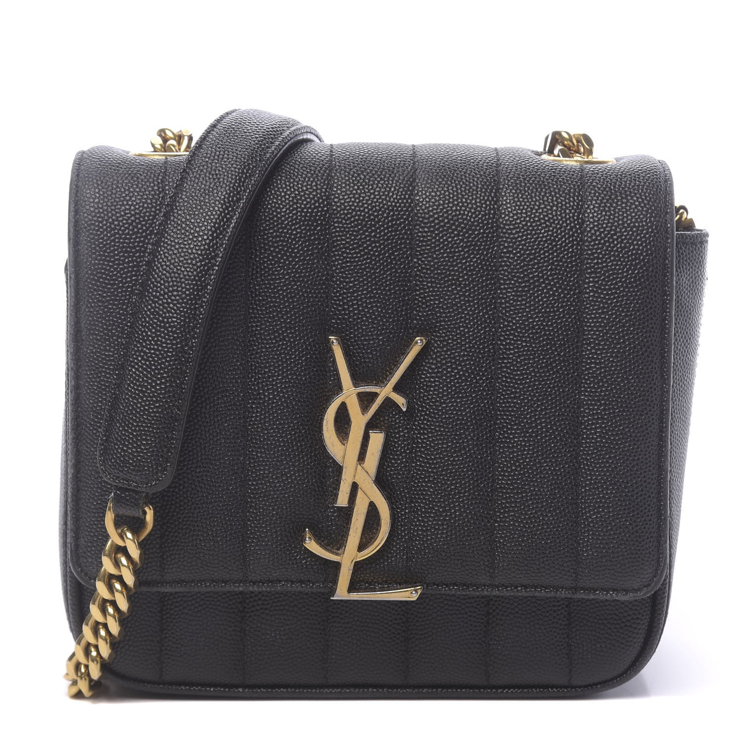 Saint Laurent Grain De Poudre Matelasse Monogram Small Vicky Chain Bag Black 1 of 12