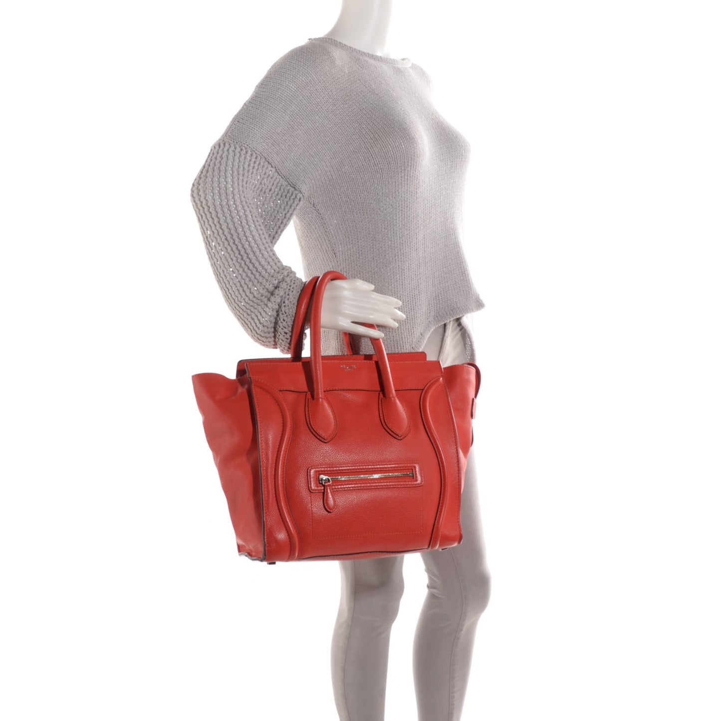 Drummed Calfskin Mini Luggage Vermillion