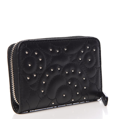 Chanel Lambskin Camellia Embossed Studded Zip Coin Purse Black 3 of 8