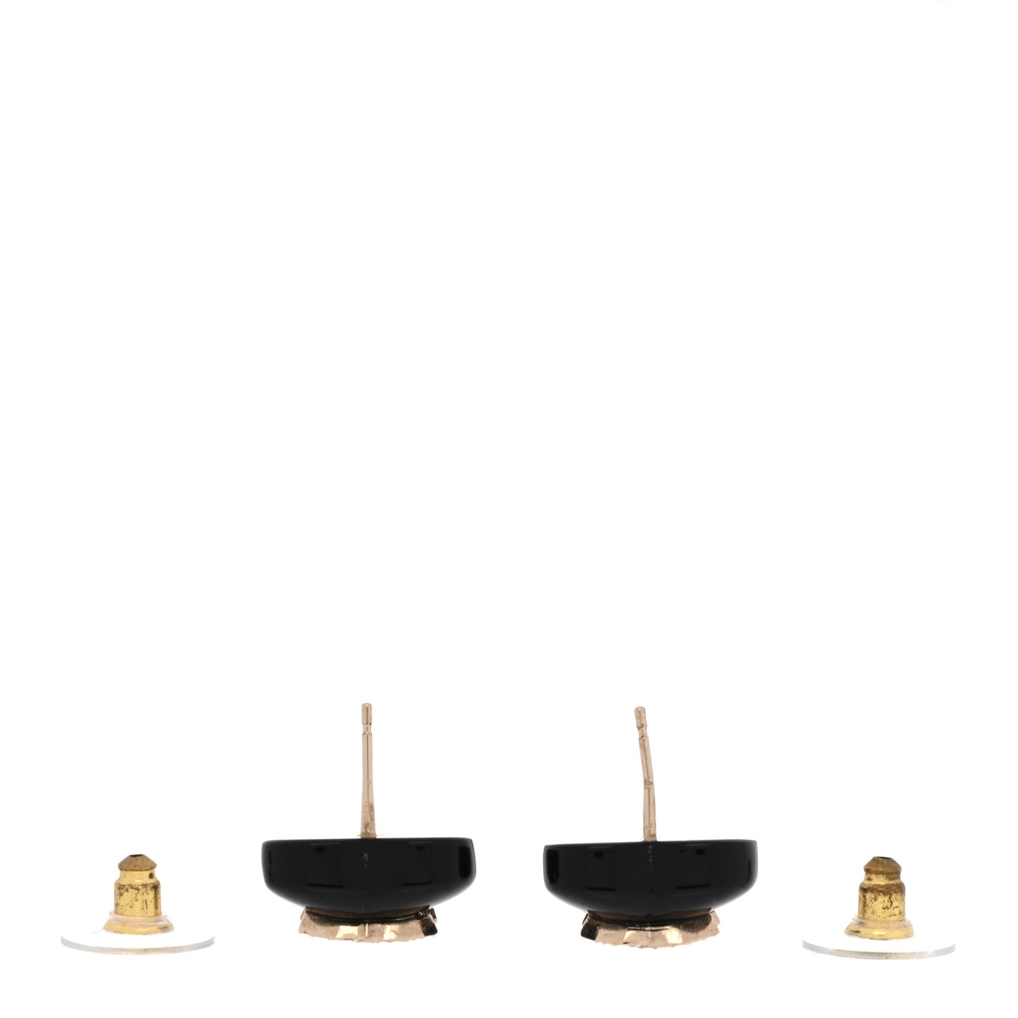 Resin Crystal CC Heart Earrings Black Gold