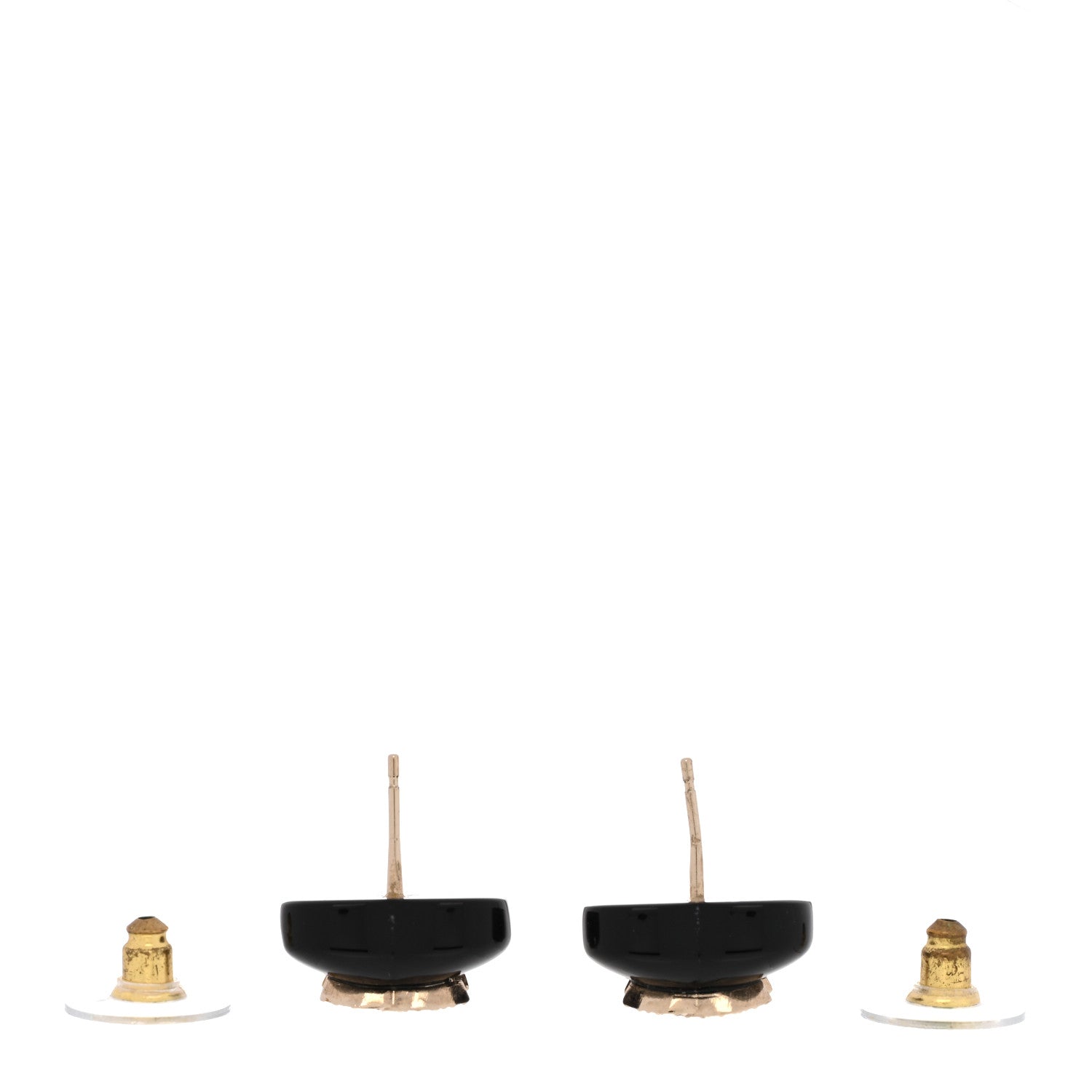 Chanel Resin Crystal CC Heart Earrings Black Gold 3 of 5