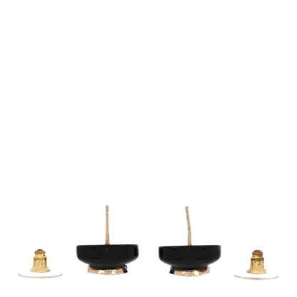 Chanel Resin Crystal CC Heart Earrings Black Gold 3 of 5