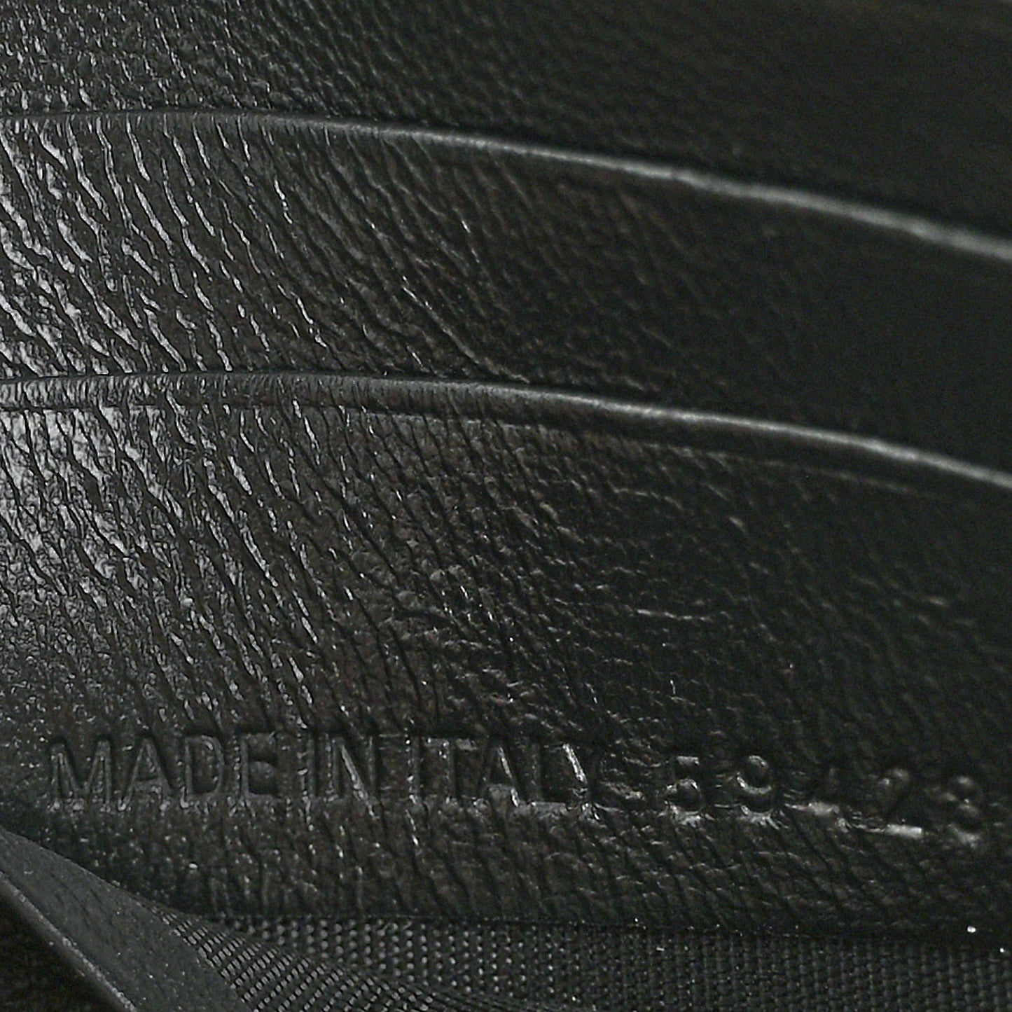 Grained Calfskin Logo Cash Thin Money Wallet Black White