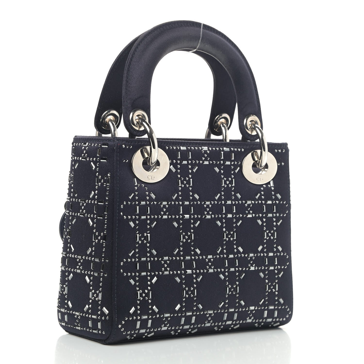 Christian Dior Satin Crystal Cannage Mini Lady Dior Black 2 of 9