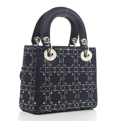 Christian Dior Satin Crystal Cannage Mini Lady Dior Black 2 of 9
