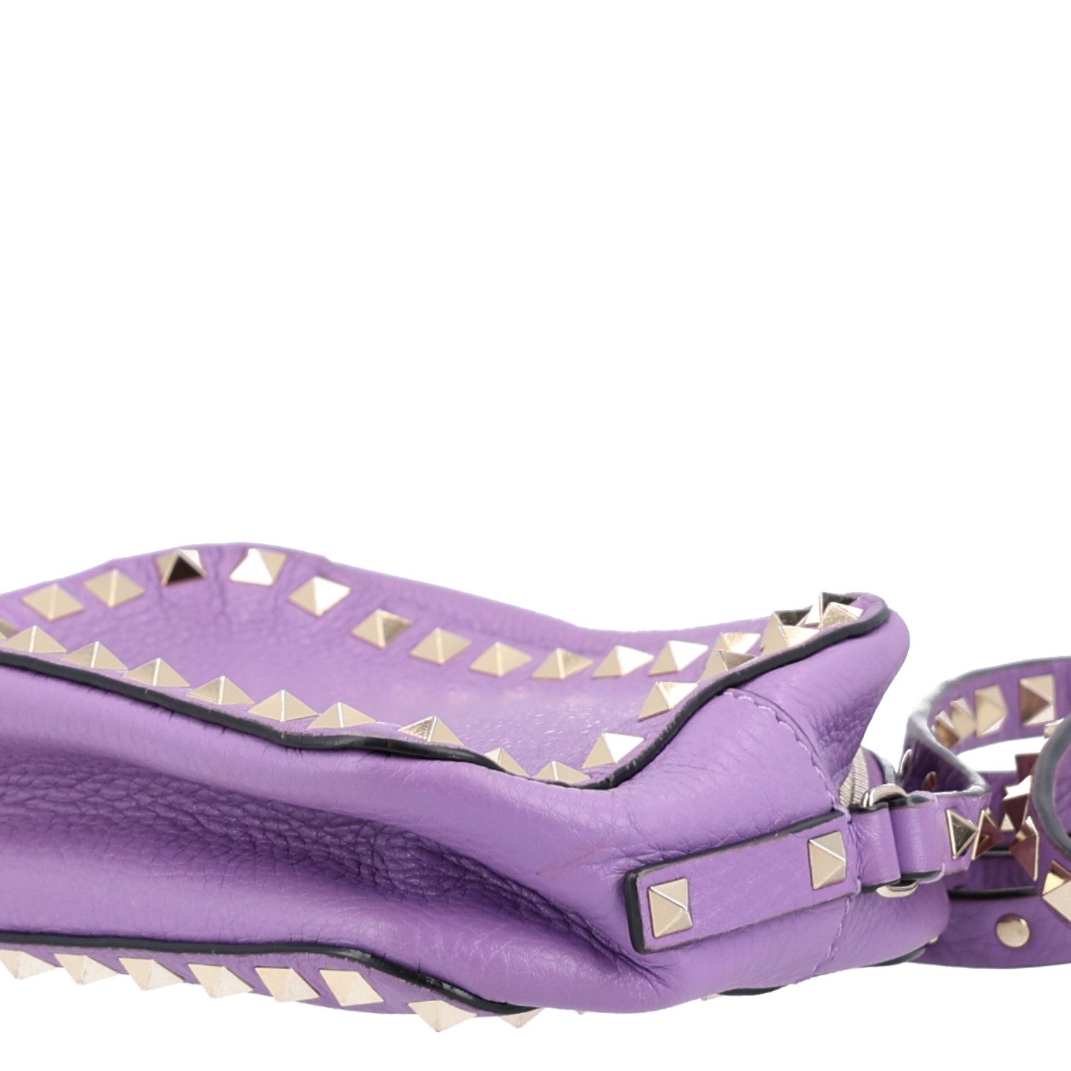 Valentino Garavani Pebbled Calfskin Rockstud Camera Crossbody Bag Purple 9 of 9