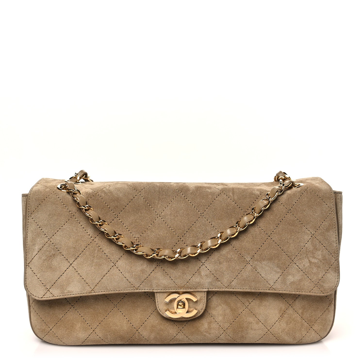Chanel Suede Calfskin Small Souplissimo Maxi Flap Dark Beige 1 of 10