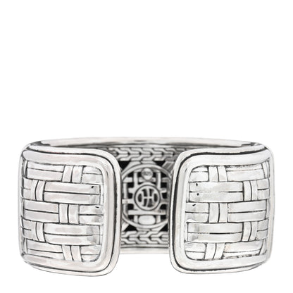John Hardy Sterling Silver Wide Bedeg Basket Weave Kick Cuff Bracelet 2 of 3