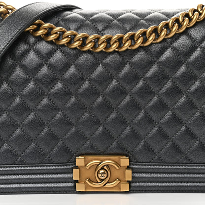 Chanel Metallic Calfskin Quilted New Medium Boy Flap Dark Grey 8 of 10