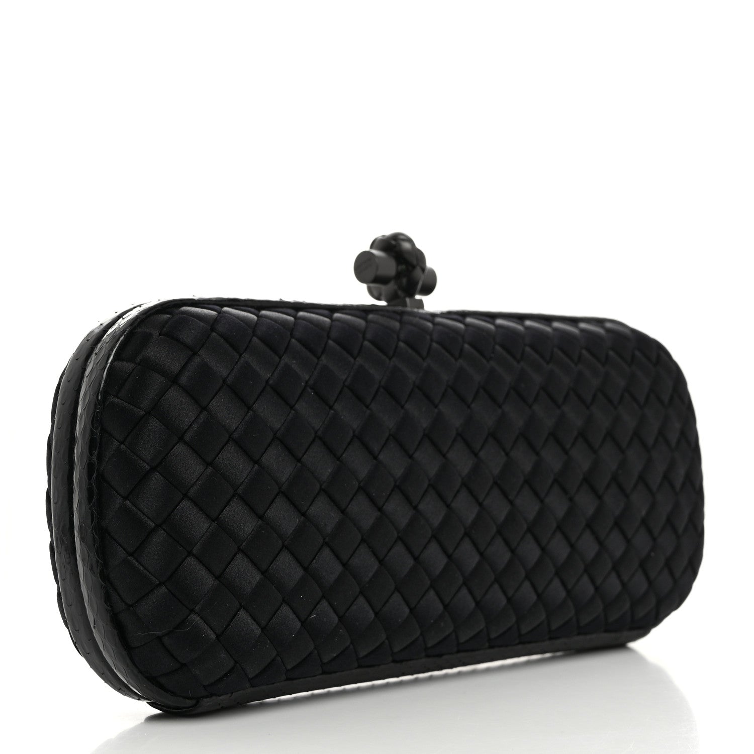 Bottega Veneta Satin Ayers Intreccio Impero Stretch Knot Clutch Black 3 of 6