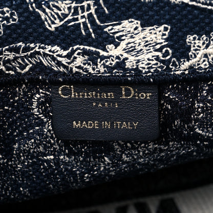 Christian Dior Canvas Embroidered Medium Toile De Jouy Reverse Book Tote Blue 5 of 10