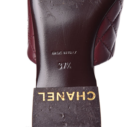 Chanel Lambskin Quilted Chain Mules 37.5 Burgundy Black 7 of 11