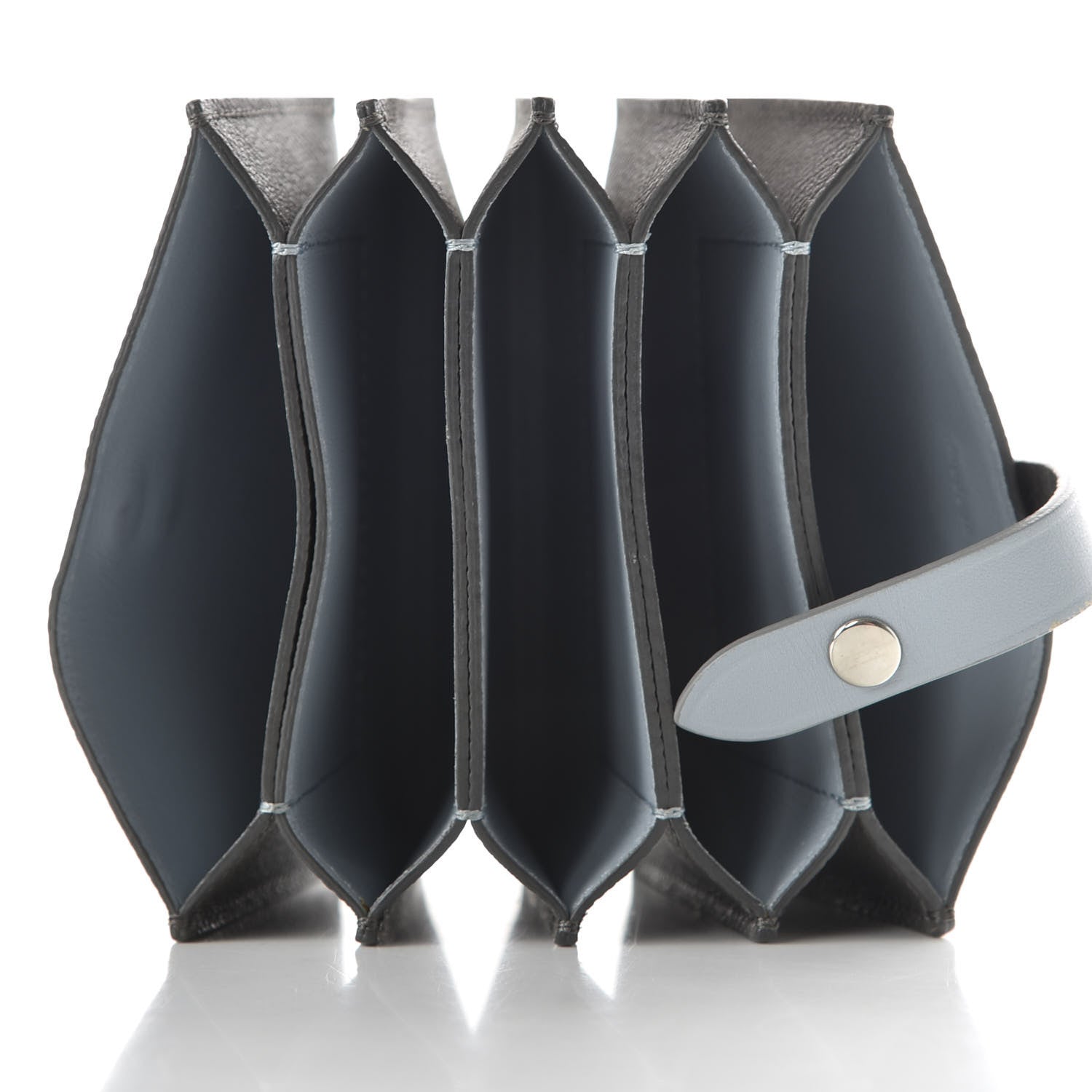 Celine Grained Shiny Calfskin Accordion Card Holder Grey 5 of 7