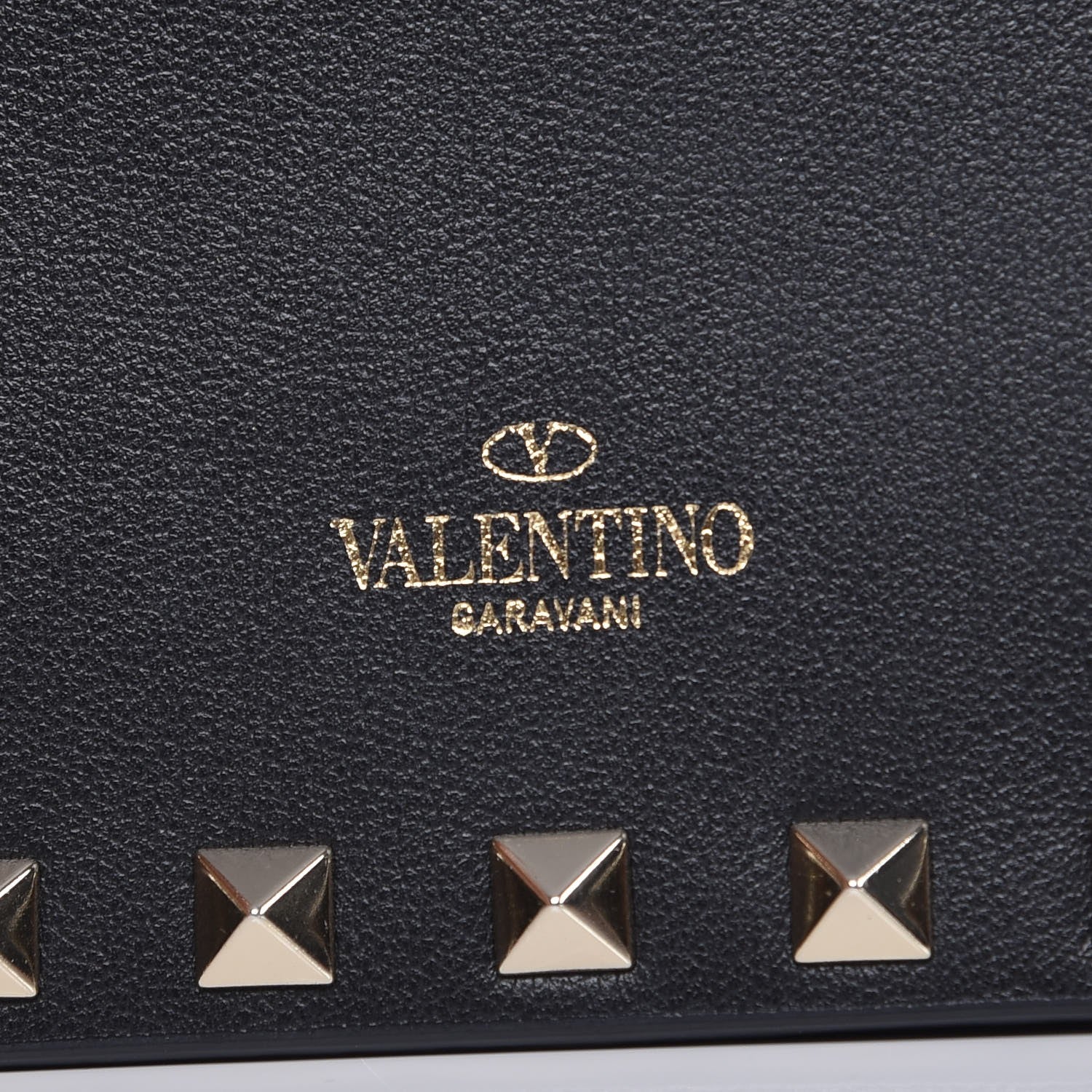 Valentino Garavani Vitello Rockstud Envelope Wallet on Chain Black 7 of 8
