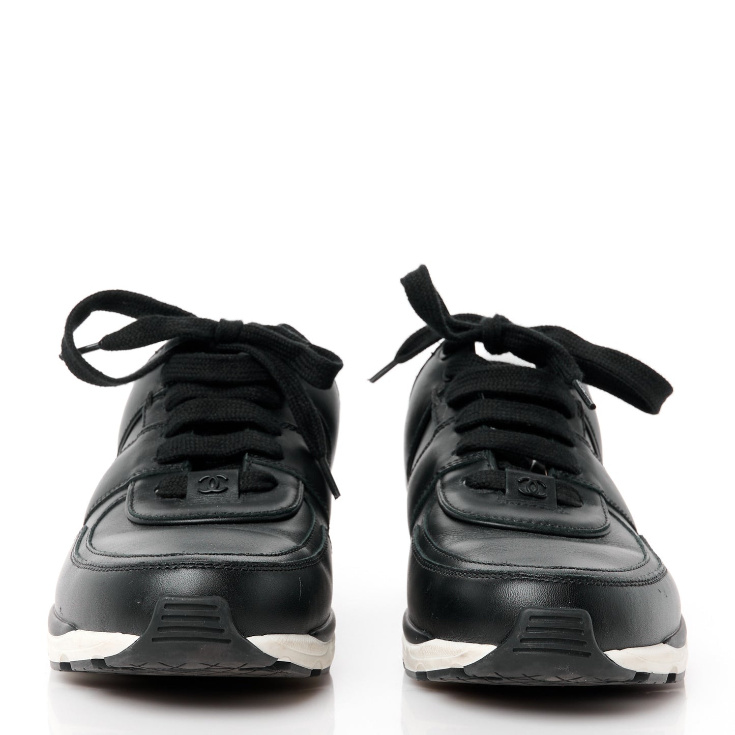 Calfskin Womens Sneakers 39.5 Black White