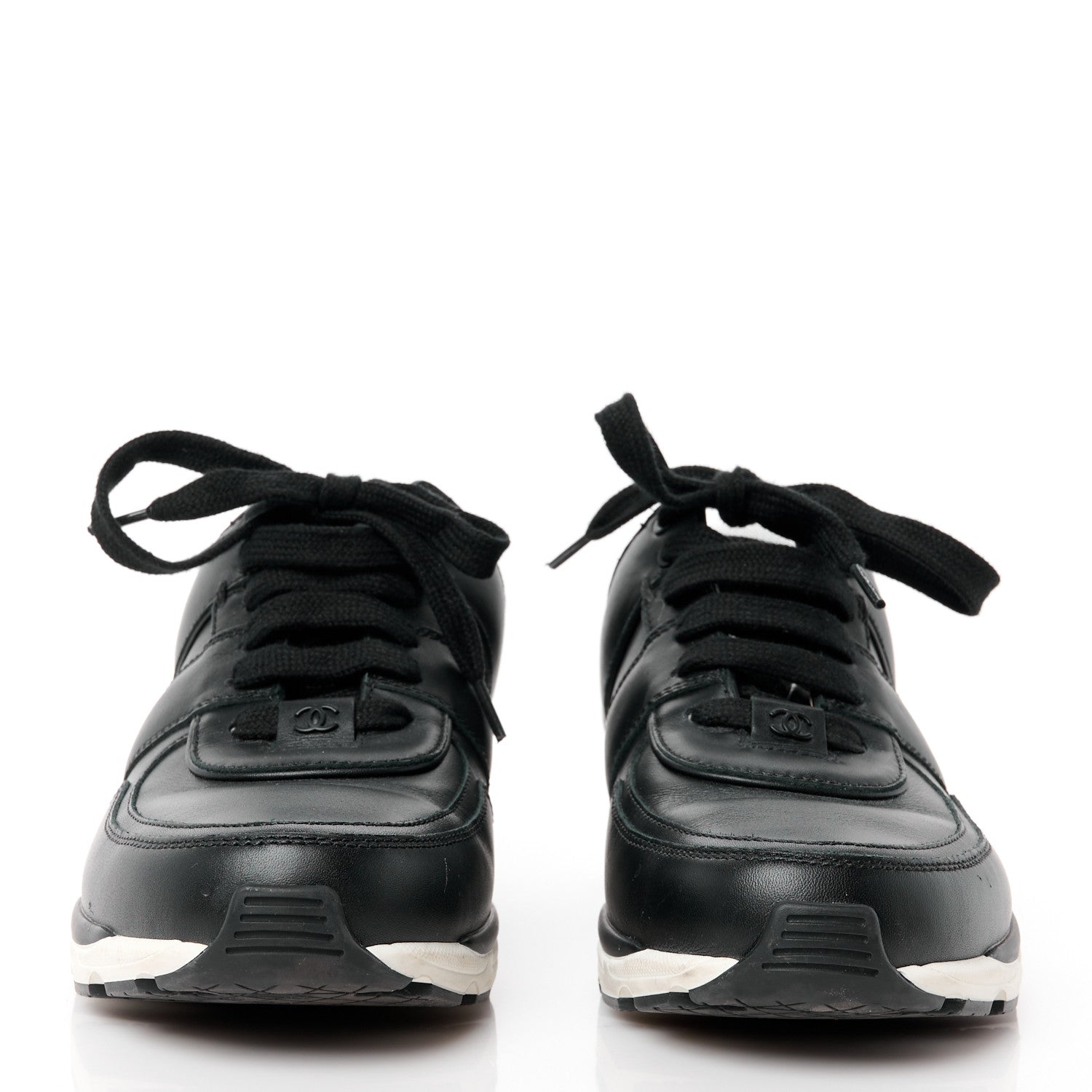 Chanel Calfskin Womens Sneakers 39.5 Black White 2 of 8