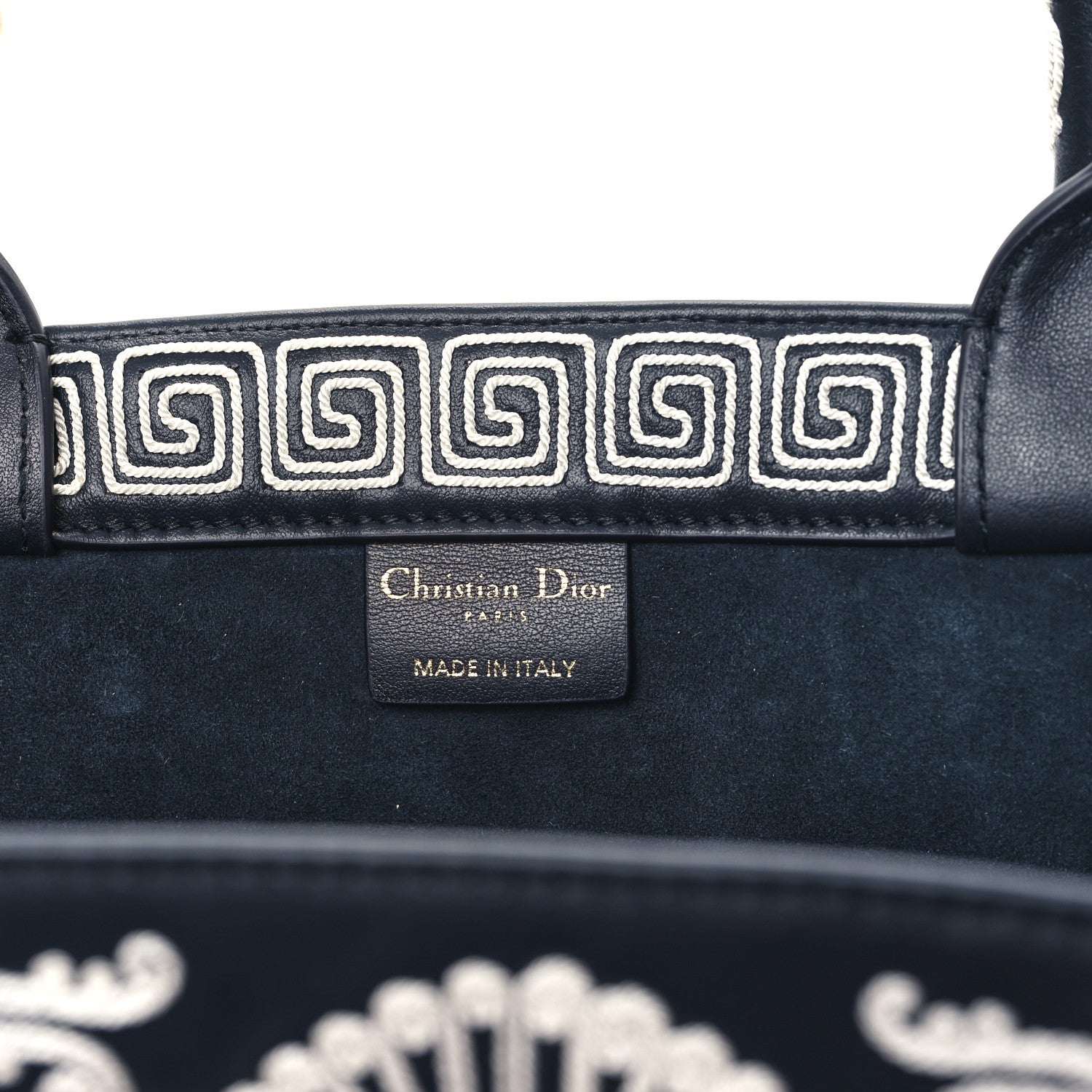 Christian Dior Calfskin Cornely-Effect Embroidery Medium Book Tote Black White 6 of 9