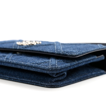 Chanel Denim Quilted Chanel 19 Wallet On Chain WOC Blue 11 of 11