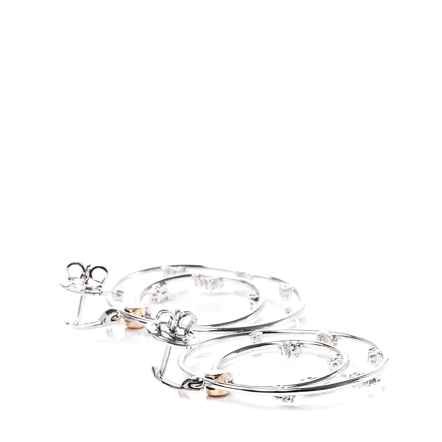 Damiani 18K White Rose Gold Diamond Circle Drop Earrings 4 of 5