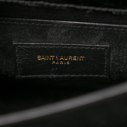Saint Laurent Calfskin Crocodile Embossed Medium Monogram Sunset Black 6 of 12