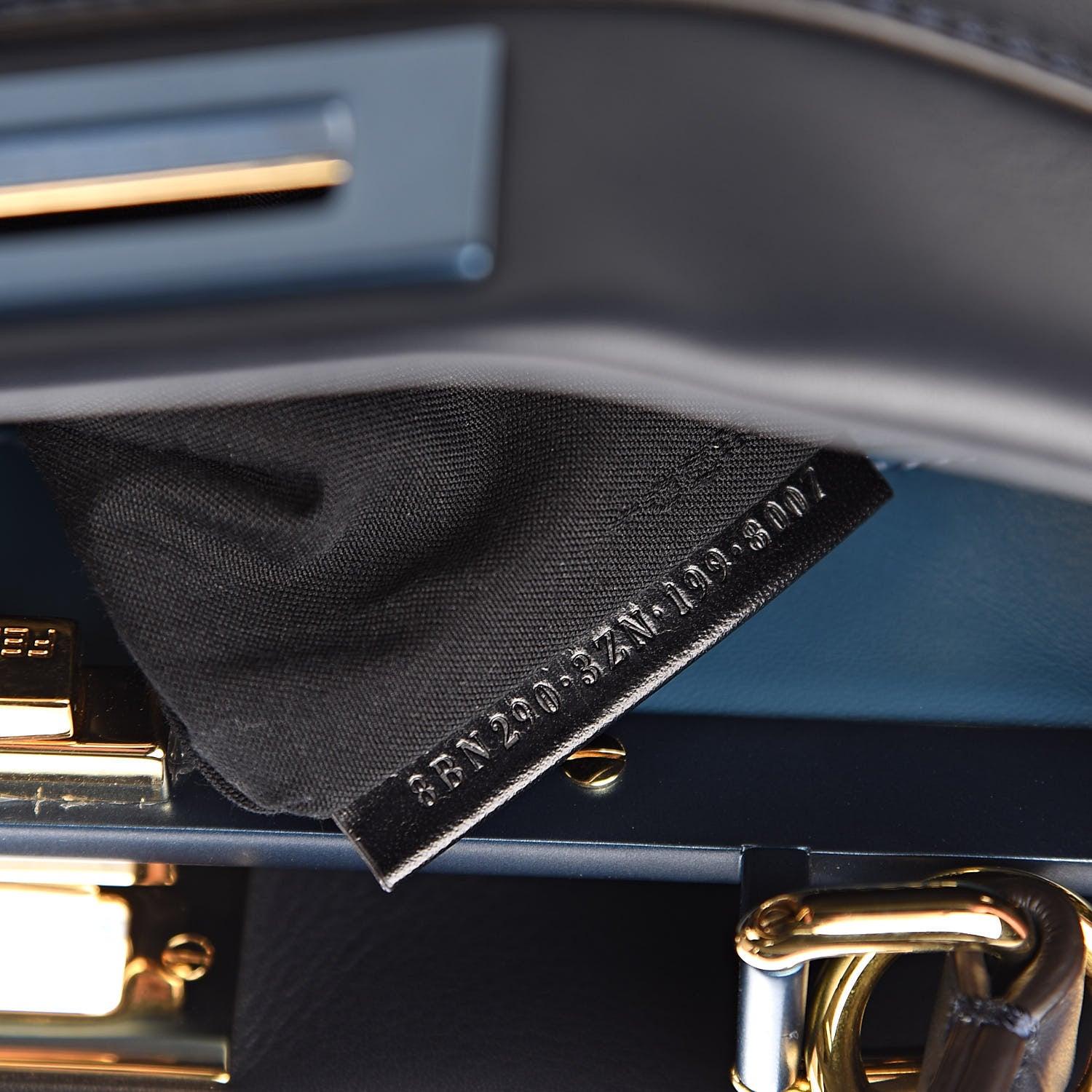 Fendi Vitello Seta Shiny Nappa Medium Peekaboo Iconic Satchel Blue Notte Turchese 8 of 12