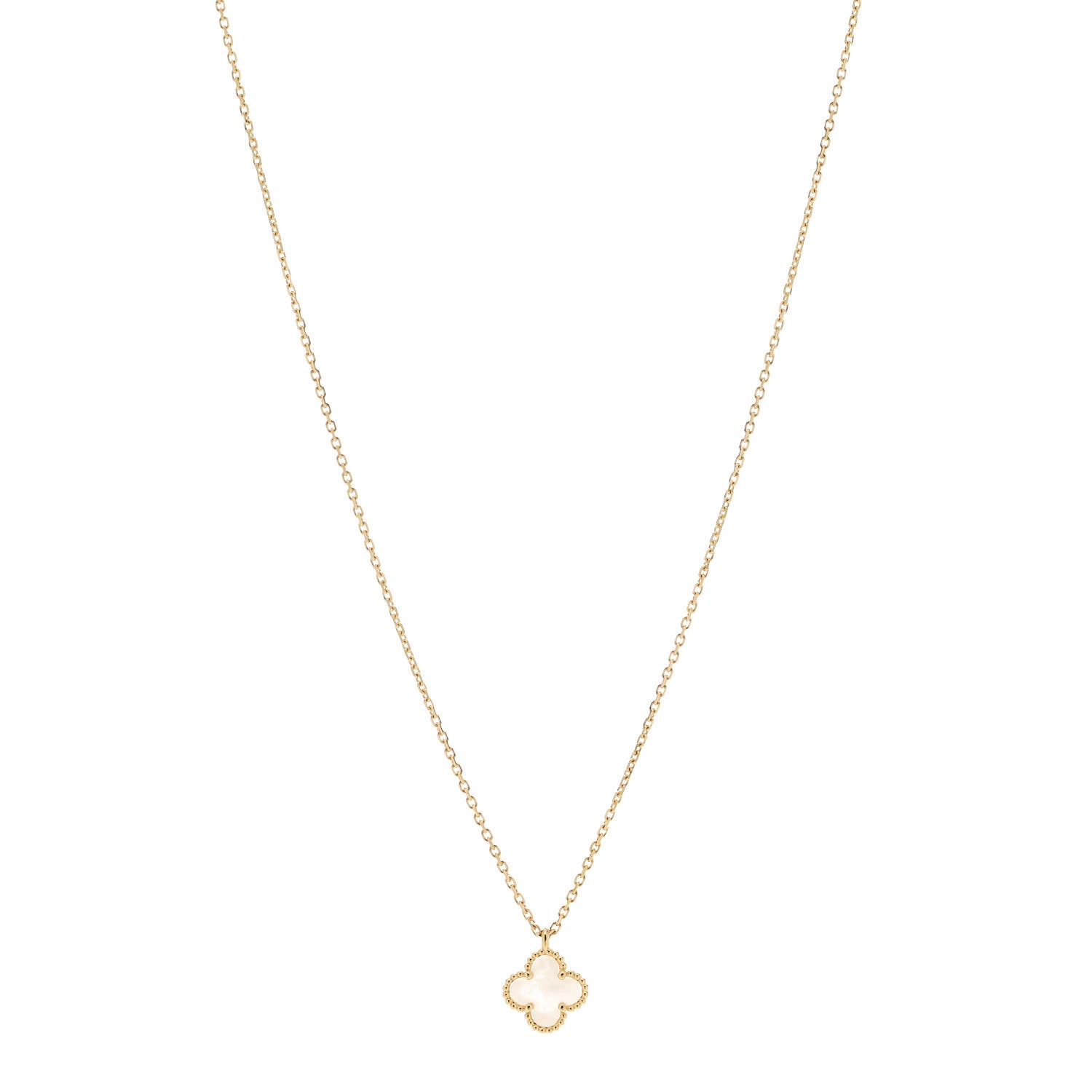 Van Cleef & Arpels 18K Yellow Gold Mother of Pearl Sweet Alhambra Pendant Necklace 1 of 5