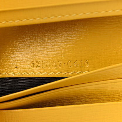 Gucci Azalea Calfskin GG Monogram Bi-Color Debossed Horsebit 1955 Card Case Wallet Dusty Azure Stone Topaz Deep Orange 7 of 8