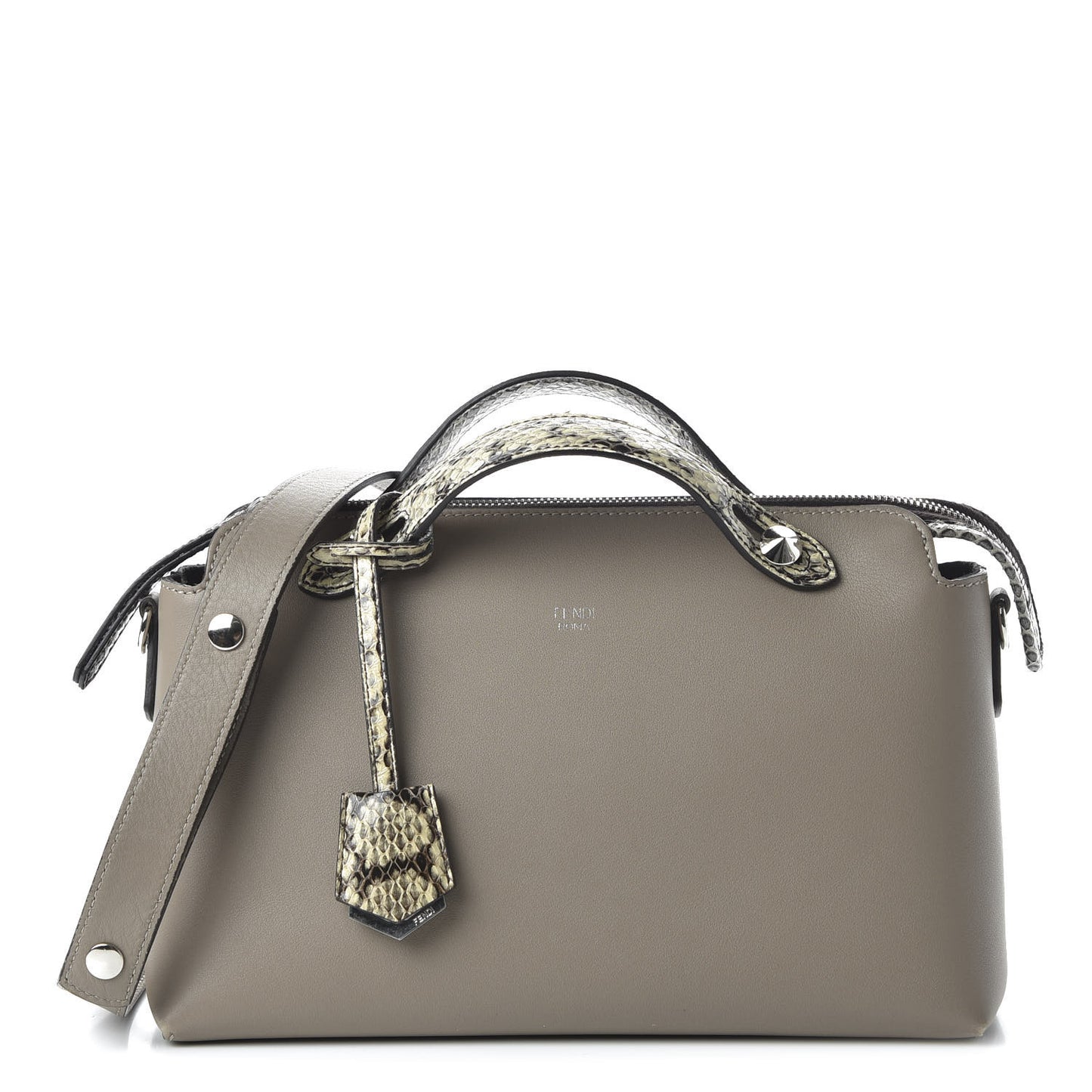 Vitello Dolce Elaphe Medium By The Way Boston Bag Tortora Multicolor