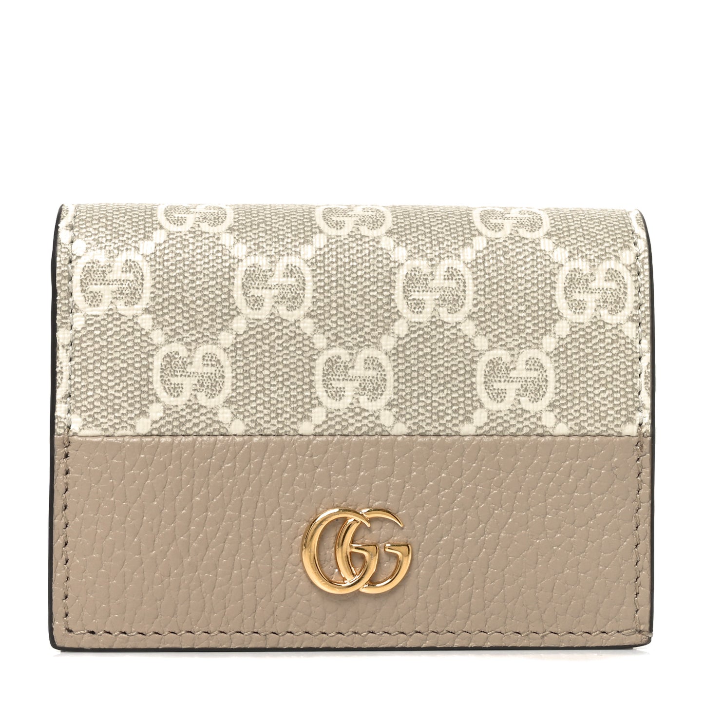 Dollar Calfskin GG Supreme Monogram GG Marmont Card Case Beige Mystic White Oatmeal