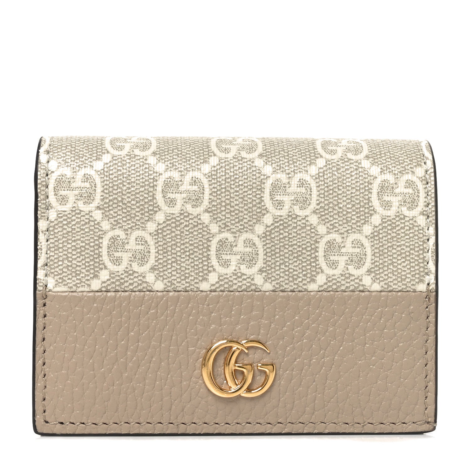 Gucci Dollar Calfskin GG Supreme Monogram GG Marmont Card Case Beige Mystic White Oatmeal 1 of 7