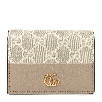 Gucci Dollar Calfskin GG Supreme Monogram GG Marmont Card Case Beige Mystic White Oatmeal 1 of 7
