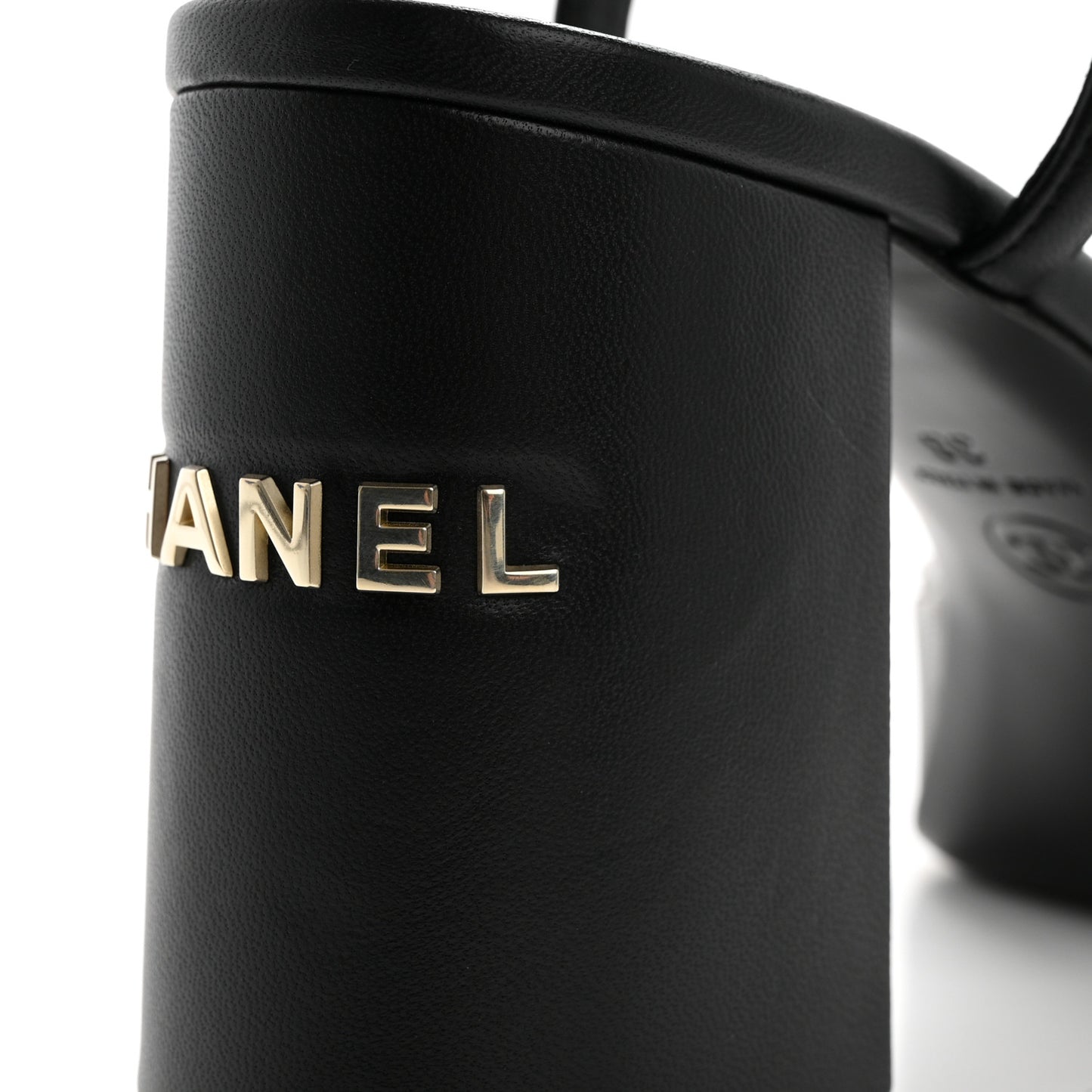 Lambskin Logo Platform Sandals 38 Black