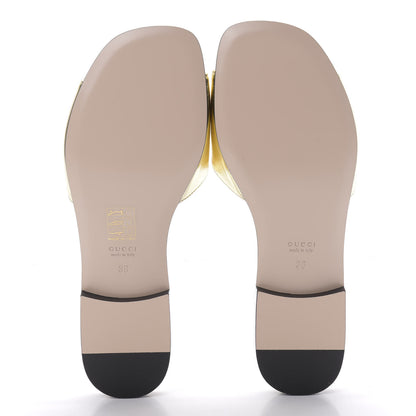 Gucci Metallic Nappa Crystal Square G Madelyn Slide Sandals 36 Gold 6 of 9
