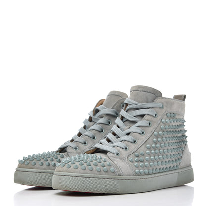 Christian Louboutin Veau Velours Mens Louis Orlato Flat Spikes Sneakers 42 Light Green 3 of 23