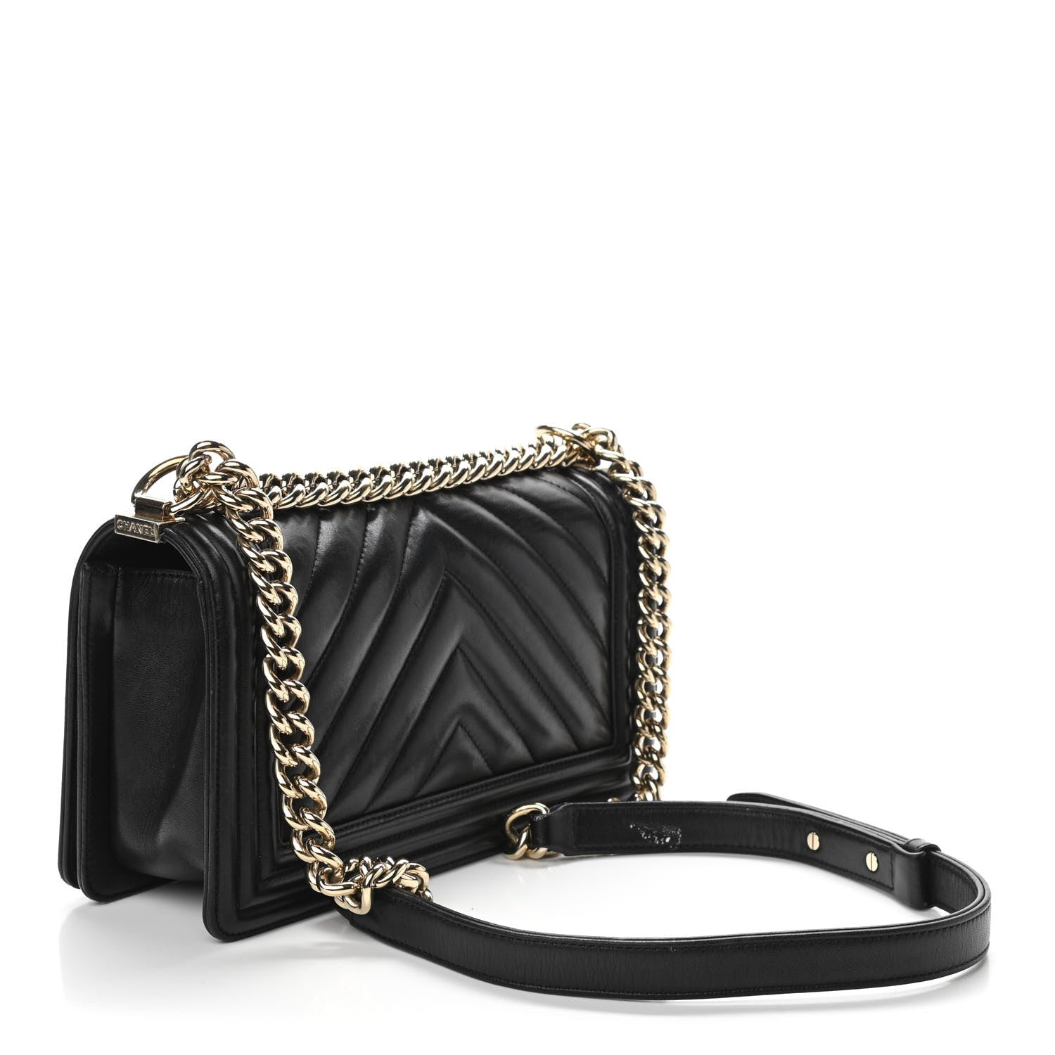 Chanel Calfskin Chevron Quilted Medium Boy Flap Black 2 of 11