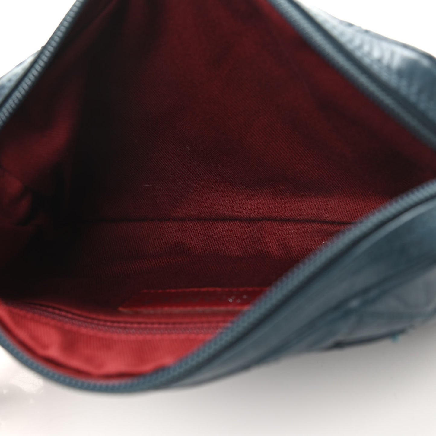 Aged Calfskin Quilted Cotton Club Pochette Blue