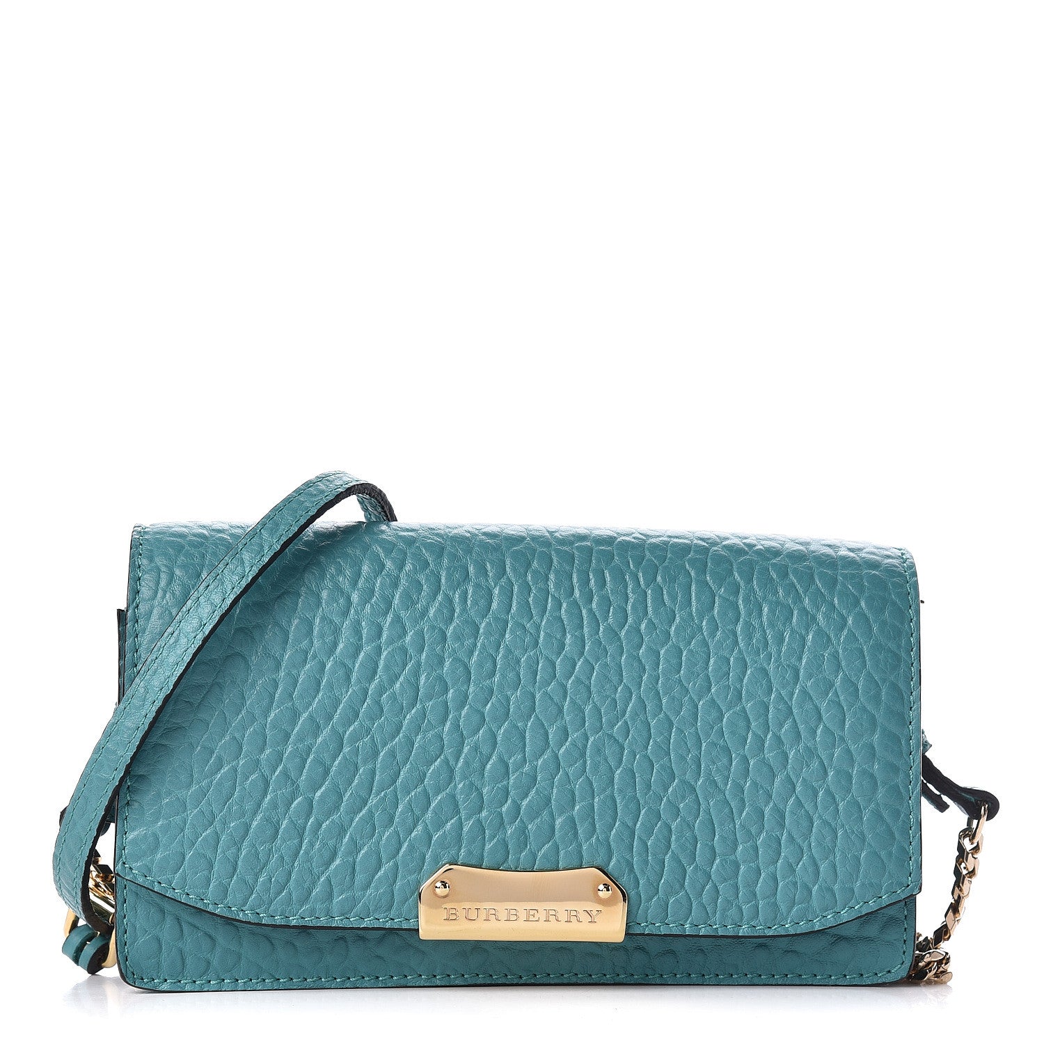 Burberry Signature Grain Small Madison Chain Clutch Aqua Green 1 of 9
