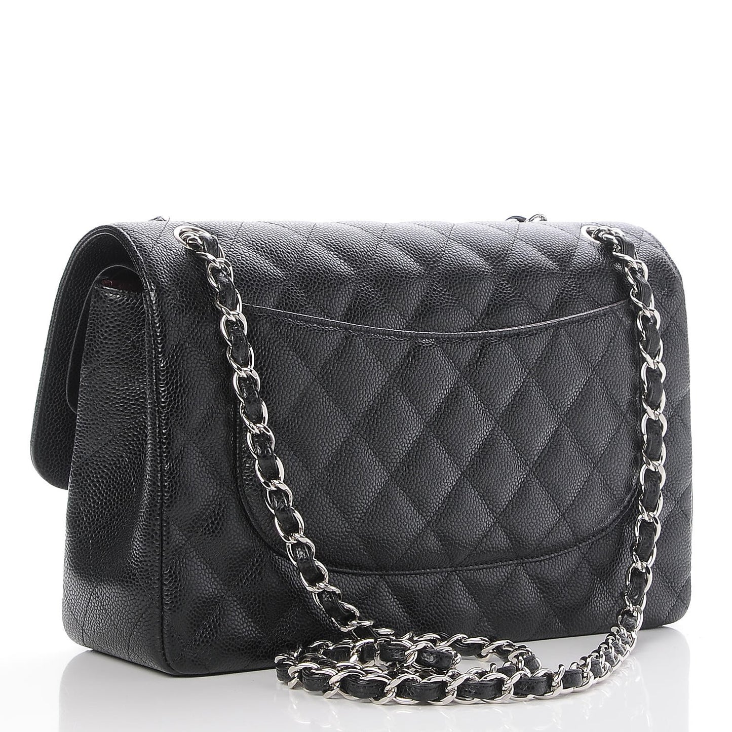 Caviar Quilted Jumbo Double Flap Black