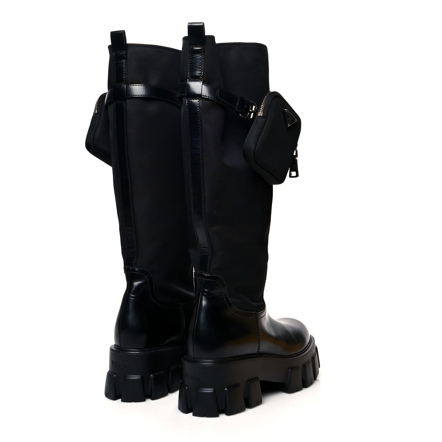 Spazzolato Rois Re-Nylon Metal Triangle Logo Monolith Pouch Pocket 55mm Tall Boots 38.5 Black