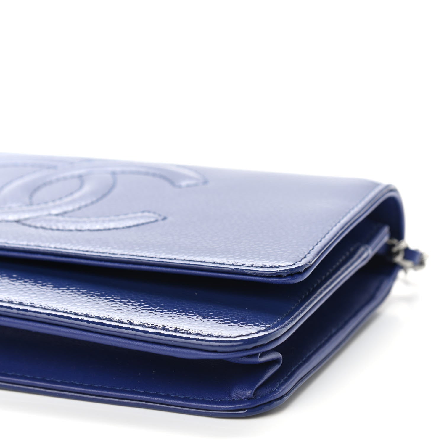 Chanel Patent Caviar Timeless CC Wallet on Chain WOC Blue 10 of 10