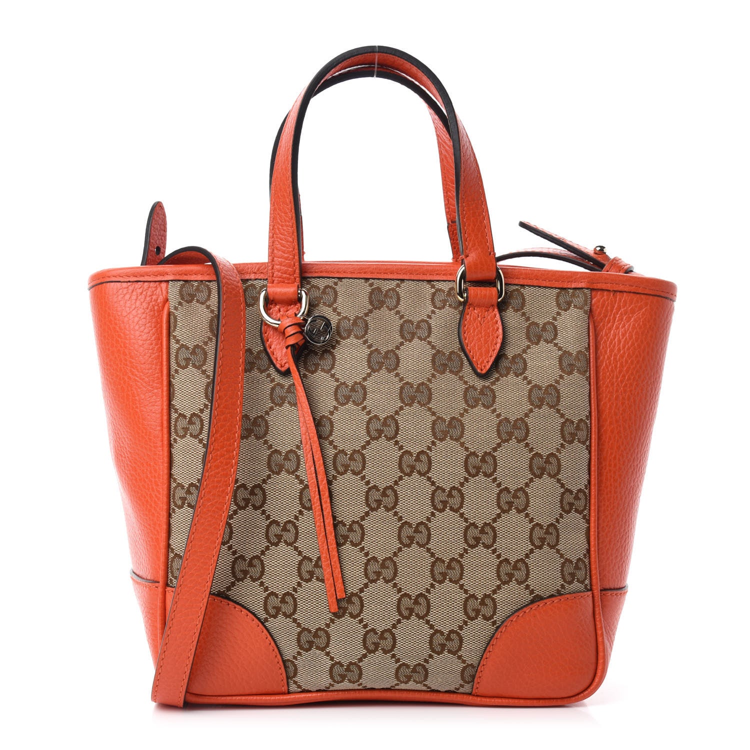 Gucci Monogram Dollar Calfskin Small Bree Tote Beige Ebony Sun Orange 1 of 10