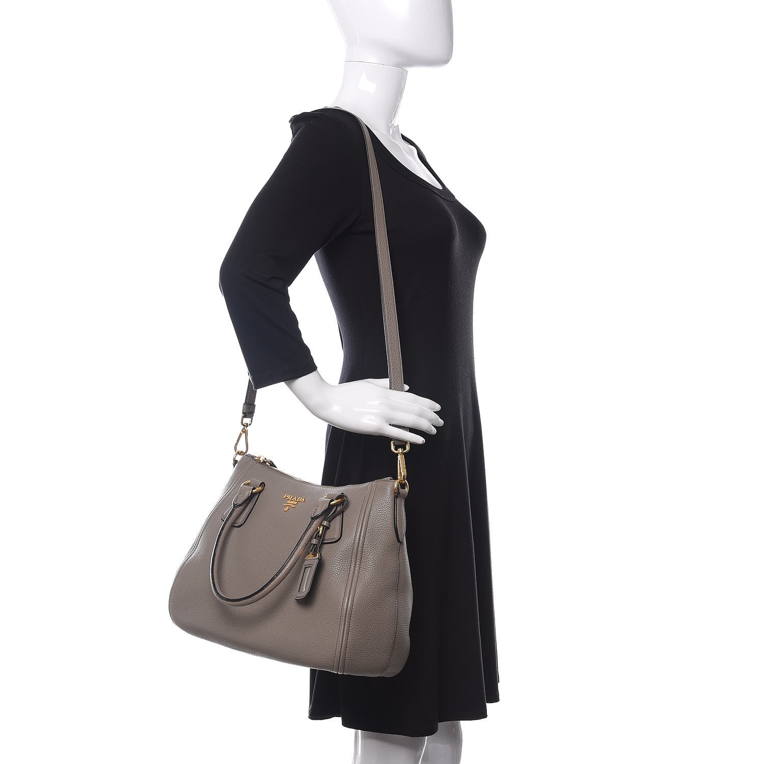 Prada Vitello Phenix Shoulder Bag Argilla 2 of 10